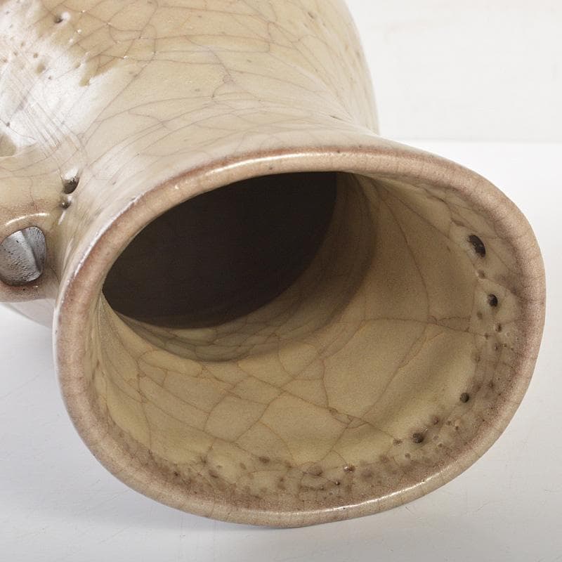 中国　哥窯　金絲鉄線　氷裂文　双耳瓶　C　7365E