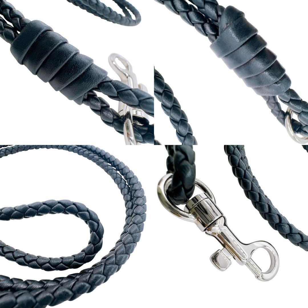 【美品】ボッテガ・ヴェネタ イントレチャート レザー ネックストラップ ブラック