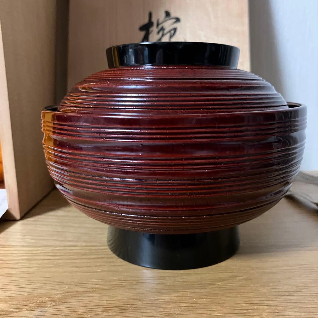 輪島塗 大雅堂謹製 乱れ挽 大椀5客 雑煮椀/丼椀/麺椀/煮物椀 漆器