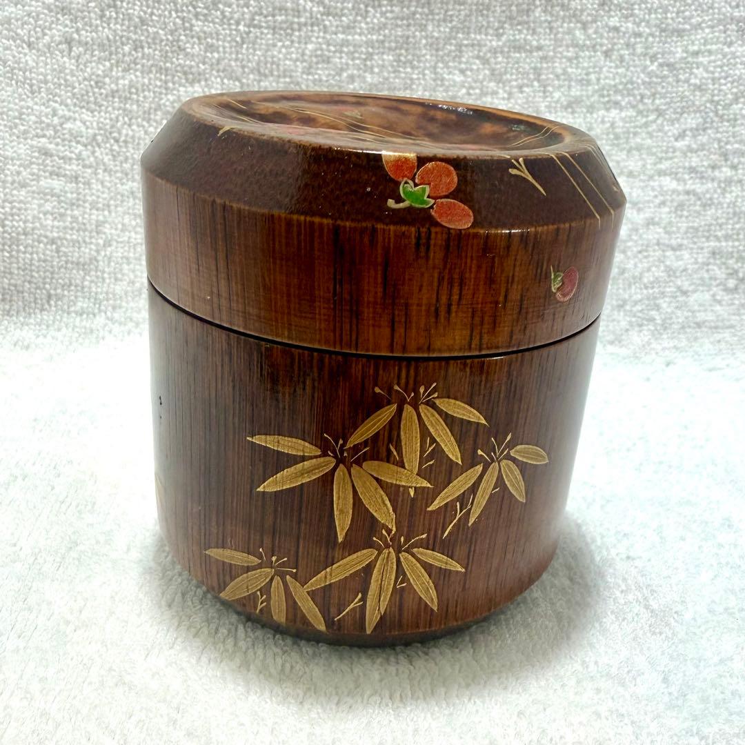 ［訳あり］茶道具 棗 竹 雪吹 松竹梅蒔絵 山本翠松作【匿名配送】