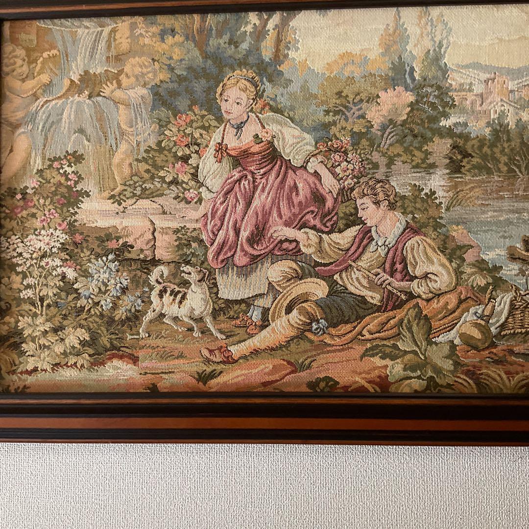 刺繍アート メルヘン調 大型インテリア壁掛け 木枠額装仕立て