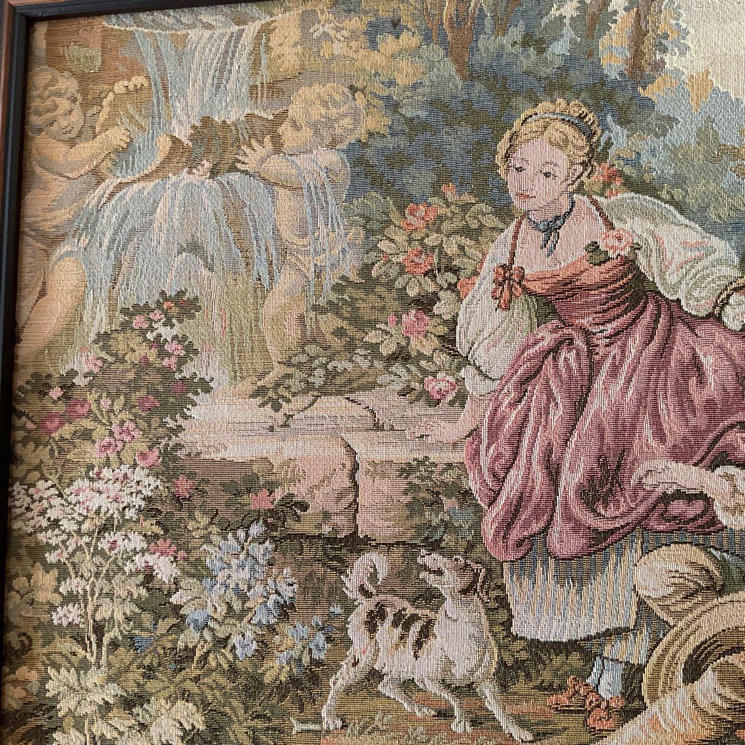 刺繍アート メルヘン調 大型インテリア壁掛け 木枠額装仕立て