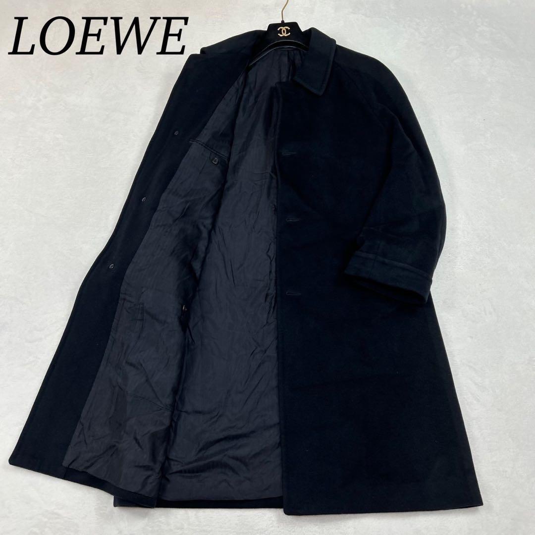 I248 L ロエベ カシミヤ100% ロングコート ネイビー メンズ