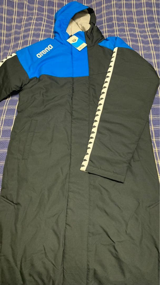 新品　arena ベンチコート ロング 青/黒　ARN6330 サイズS