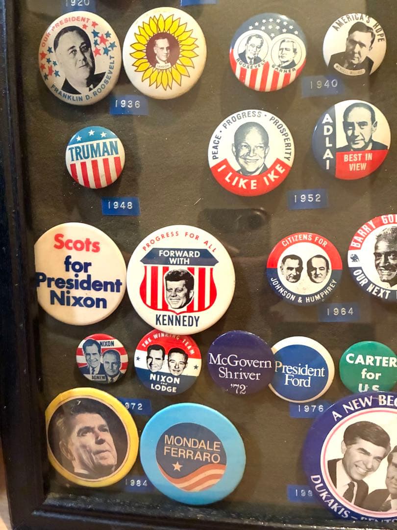 アメリカ大統領　選挙　缶バッジ　ビンテージ　アメリカン雑貨　ガレージ　額装