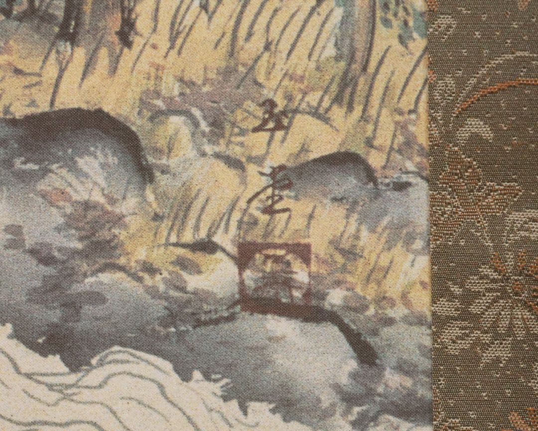【複製】玉堂美術館監修 川合玉堂画 渓村春信 絹本 掛軸 工芸 山水 MB115