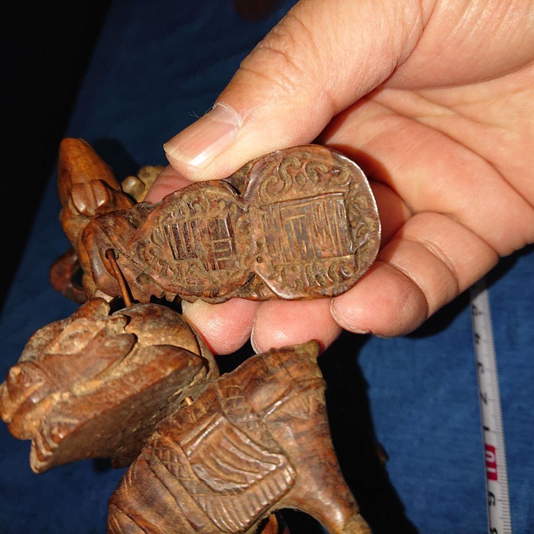 時代物木彫り、唐木念数珠