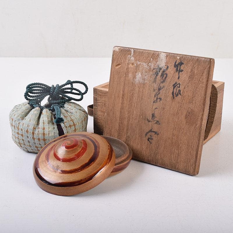 茶道具　宗元　竹根　香合　袱紗付　共箱　V　R9027