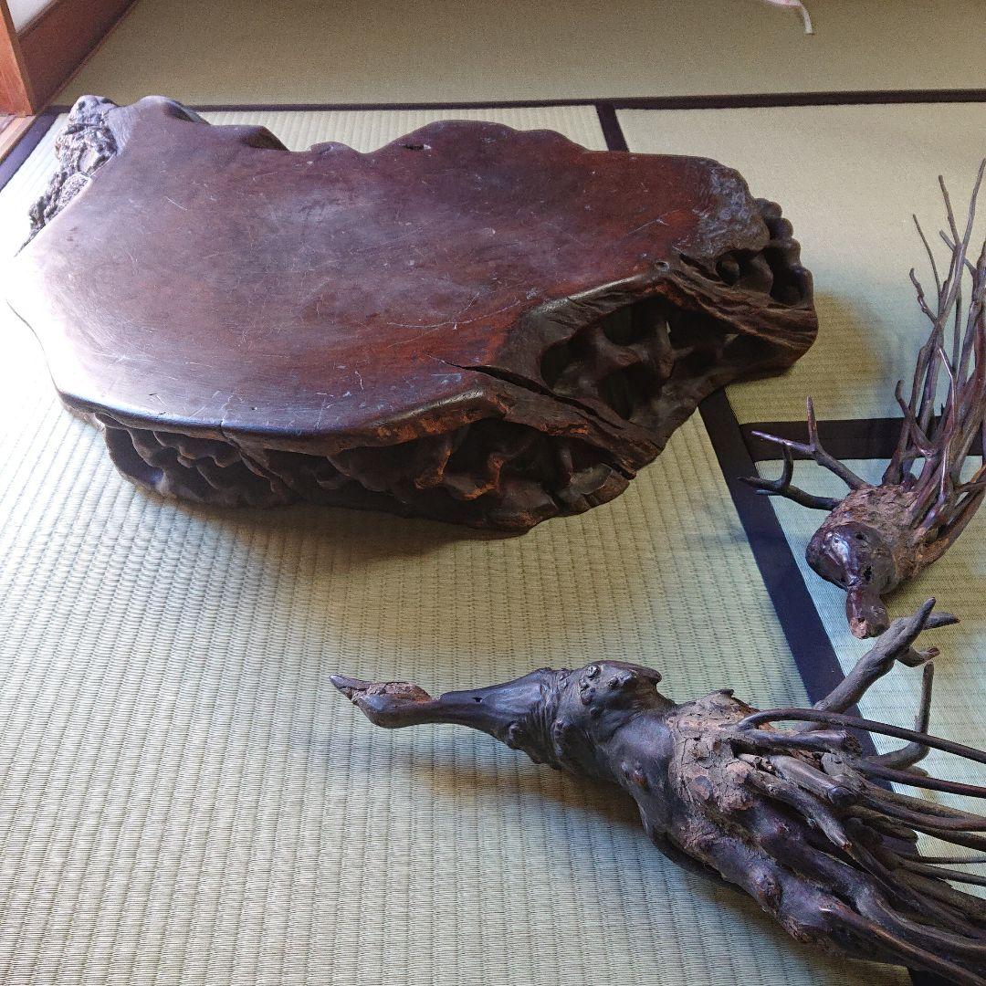 【大正レトロ/明治レトロ/昭和レトロ 】木製置物 孔雀 くじゃく 花台 当時物