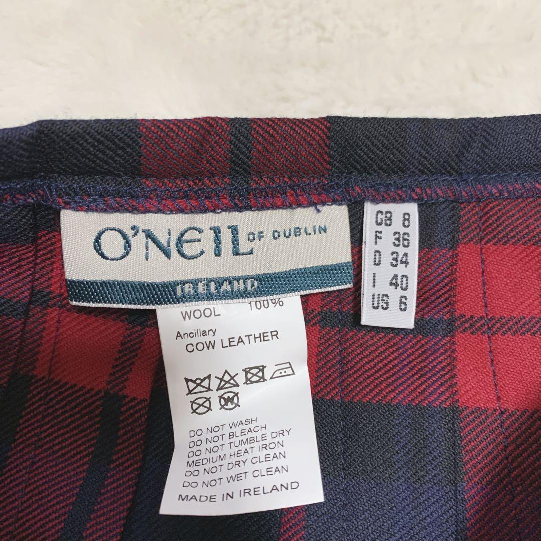 美品 O'NEIL OF DUBLIN タイトラップスカート 赤チェック ウール