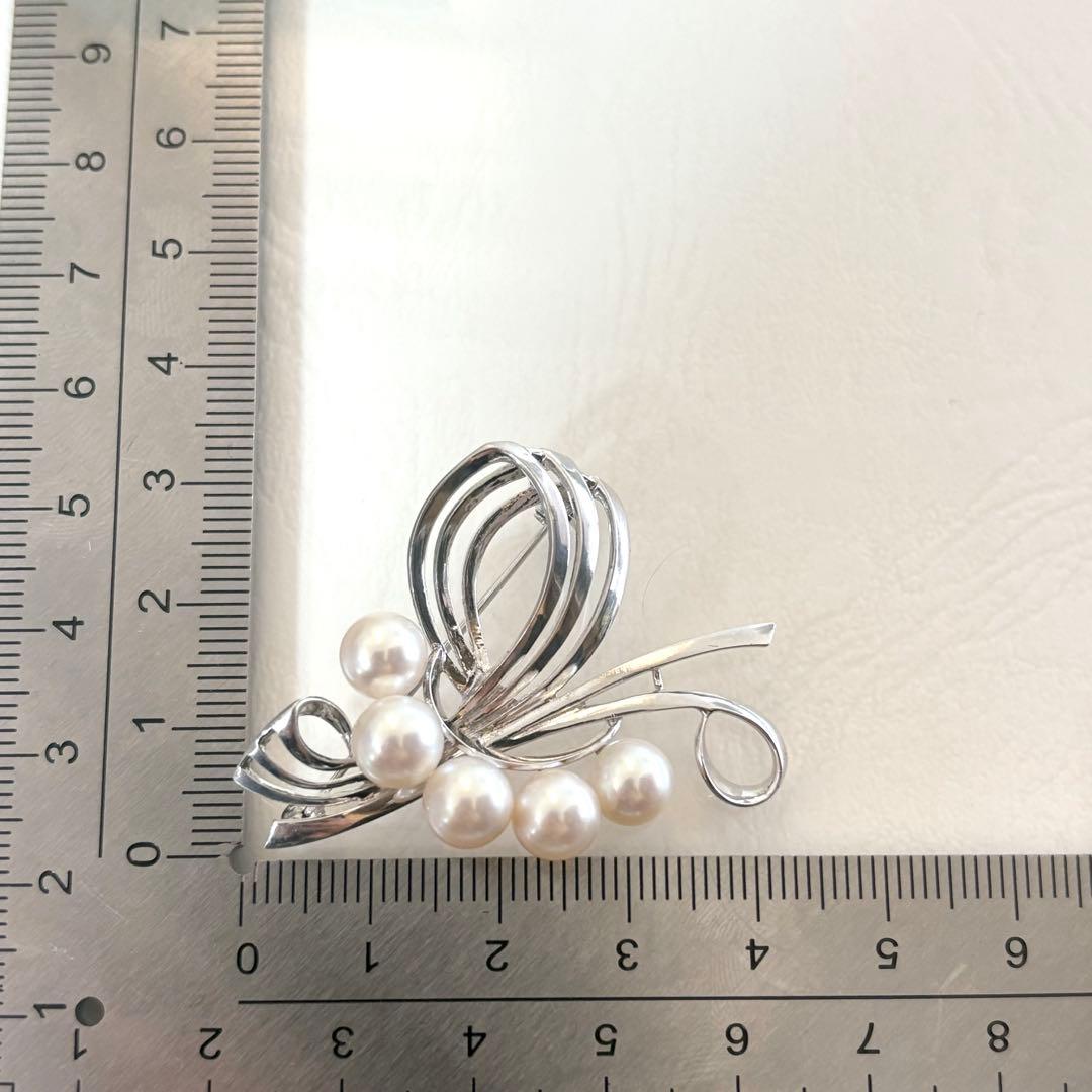【MAY07】075 ミキモト　シルバー　パール　ブローチ