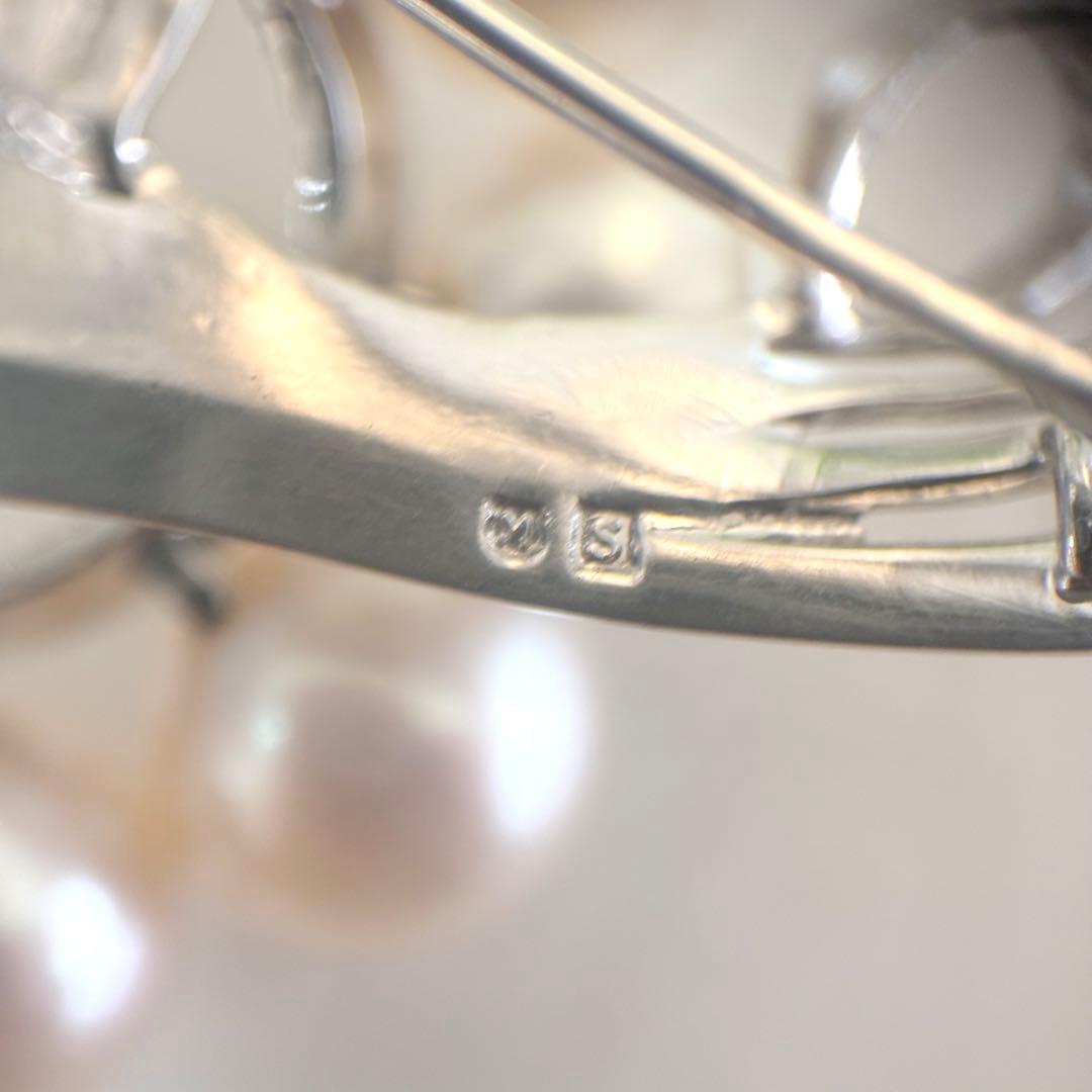 【MAY07】075 ミキモト　シルバー　パール　ブローチ