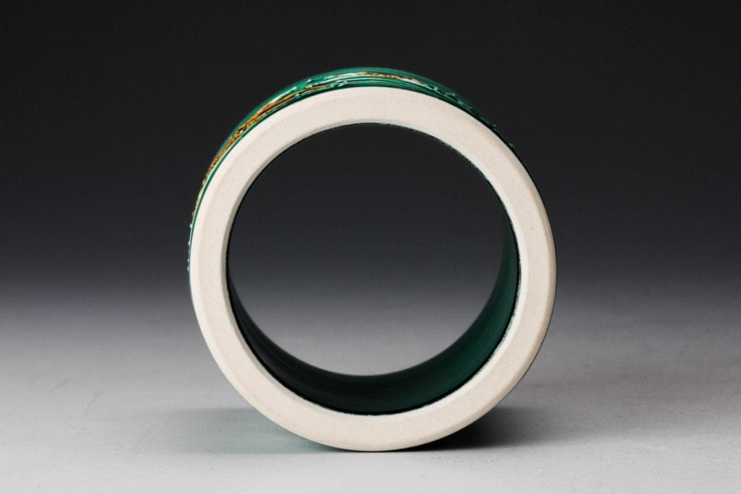 【美品】茶道具・蓋置｜中村翠嵐・青交趾（荒磯）