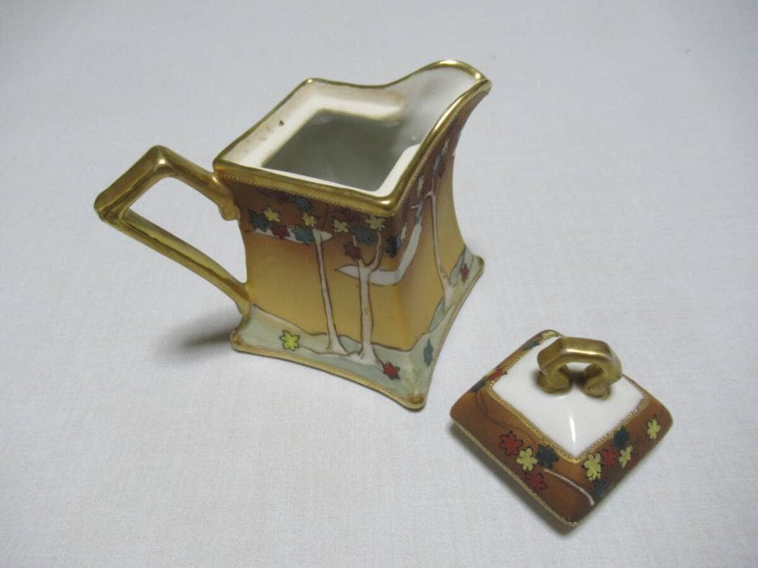 希少 大正初期 定価12万◆オールドノリタケ 金彩金盛 ティーポットと受皿