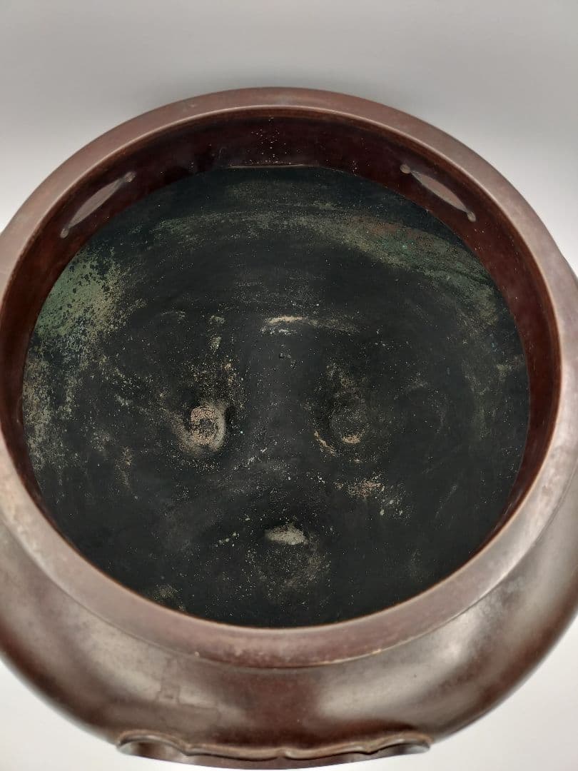 b505 唐銅 琉球風炉 田口霰釜添 釜谷浄越 木箱 茶道具 古物