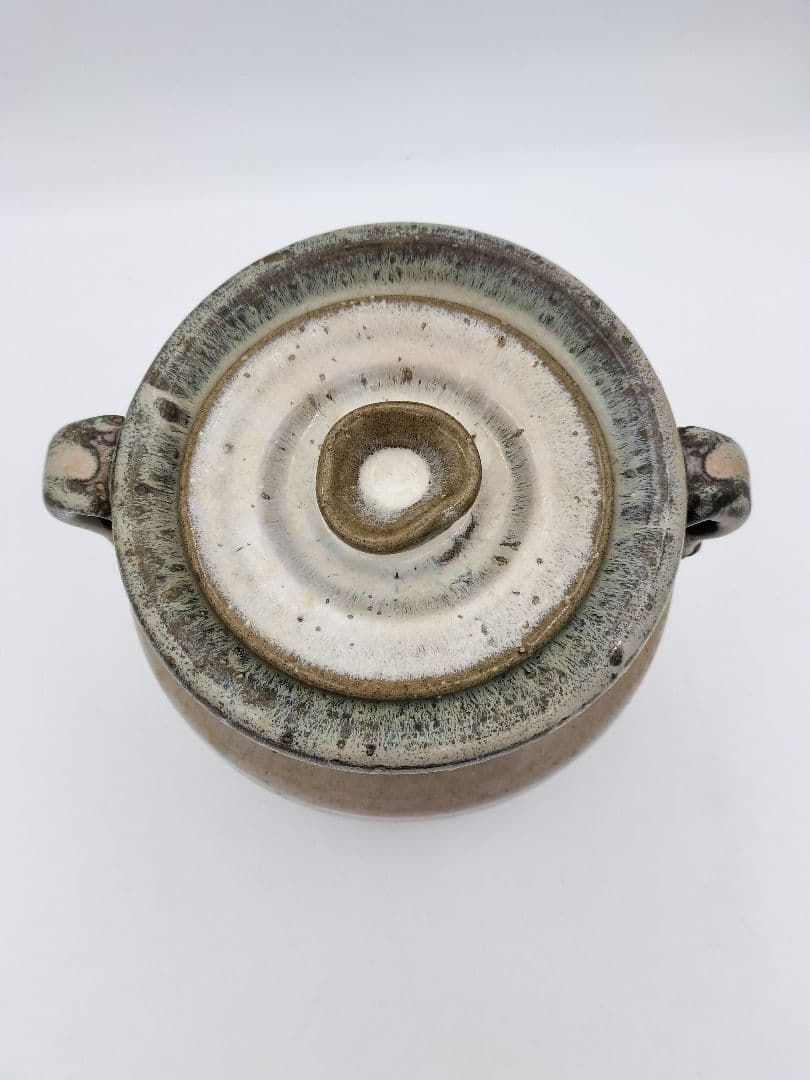 b521 【未使用】水指 萩 窯変 耳付 岡田裕 木箱 茶道具 古物