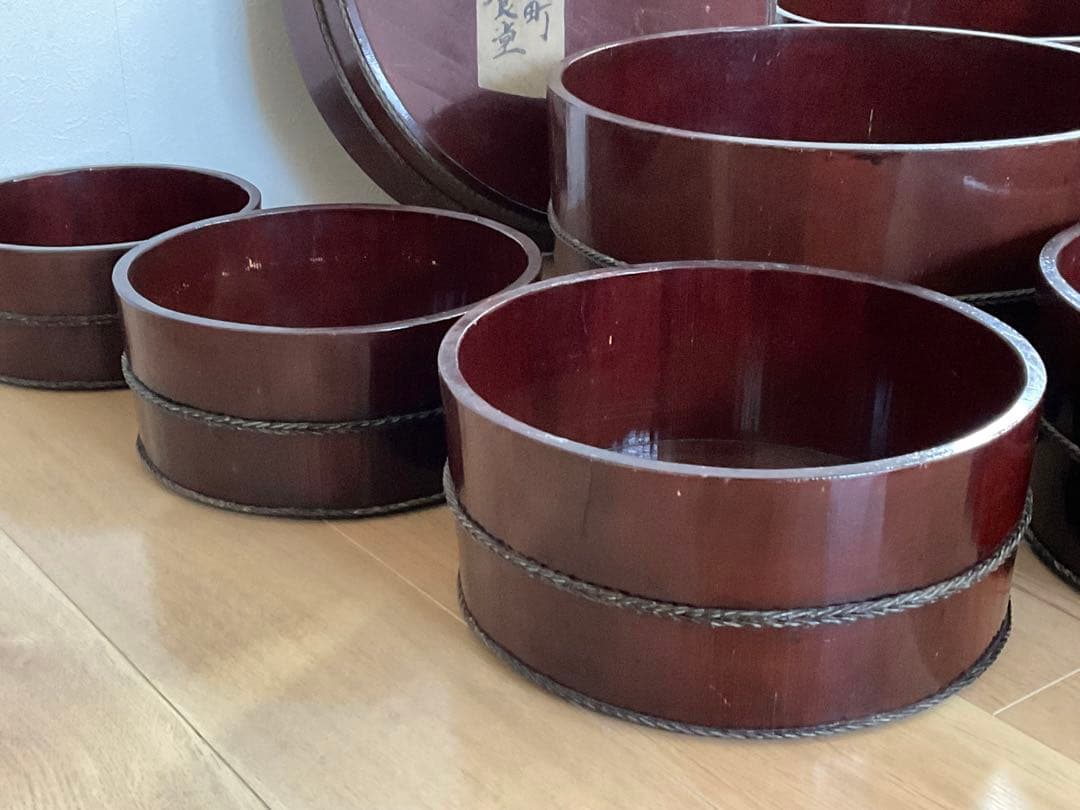 曲げわっぱ　漆器　入れ子　七子入れ　銅線巻き　お櫃　民芸