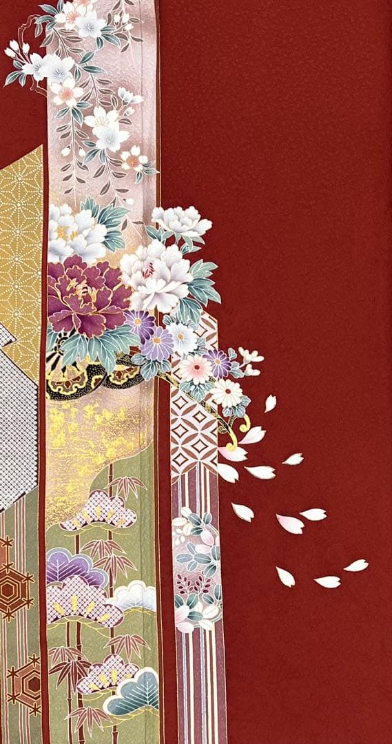 振り袖　フルセット　長襦袢　金彩加工　刺繍入り　成人式　全通長尺袋帯　608