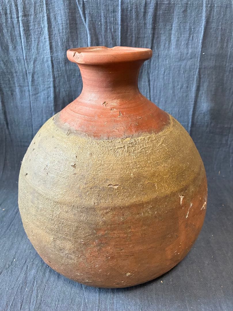 古備前　蕪徳利　被せ焼　酒器　花入れ