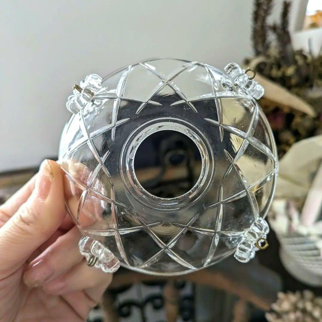 フランスアンティーク ピンク大粒ガラスドロップ ミニシャンデリアシェード