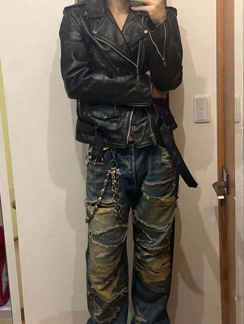 (激渋美品)ヴィンテージ本革ダブルライダースジャケット　アメカジ