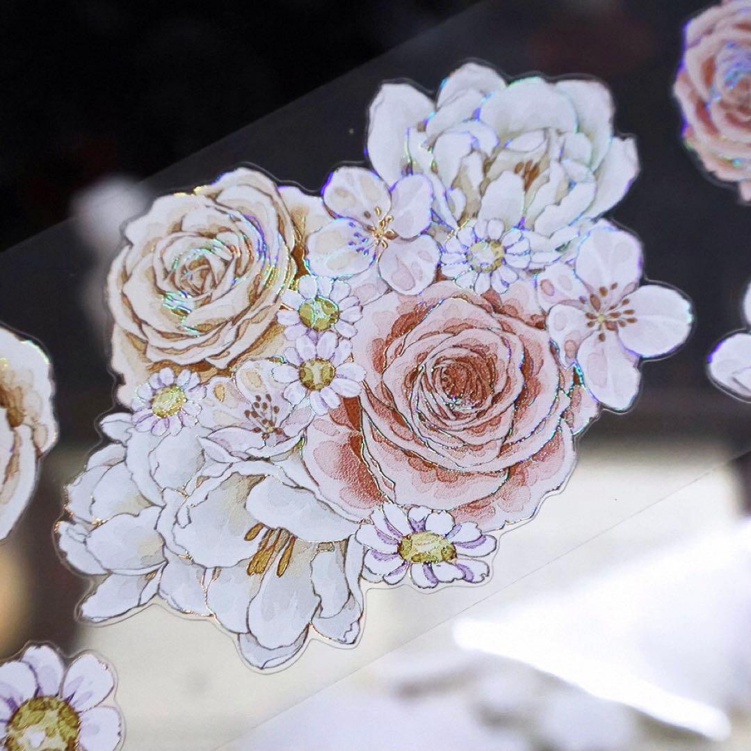 贝壳银 柔花庭 ダイカット加工 5.5m×5m 海外マスキングテープ　海外マステ