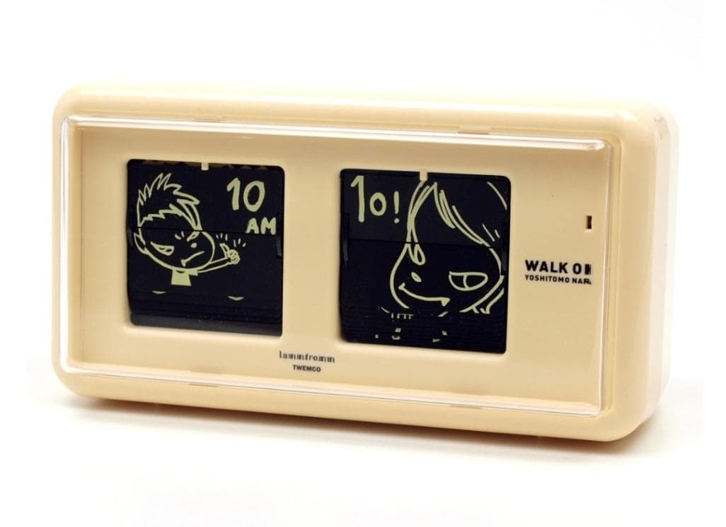 奈良美智 パタパタクロック WALK ON ベージュ ラムフロム