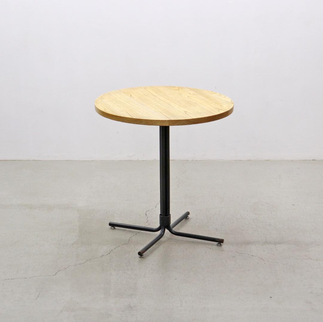 クラッシュゲート バインド タモ無垢材 ラウンド カフェテーブル アイアン