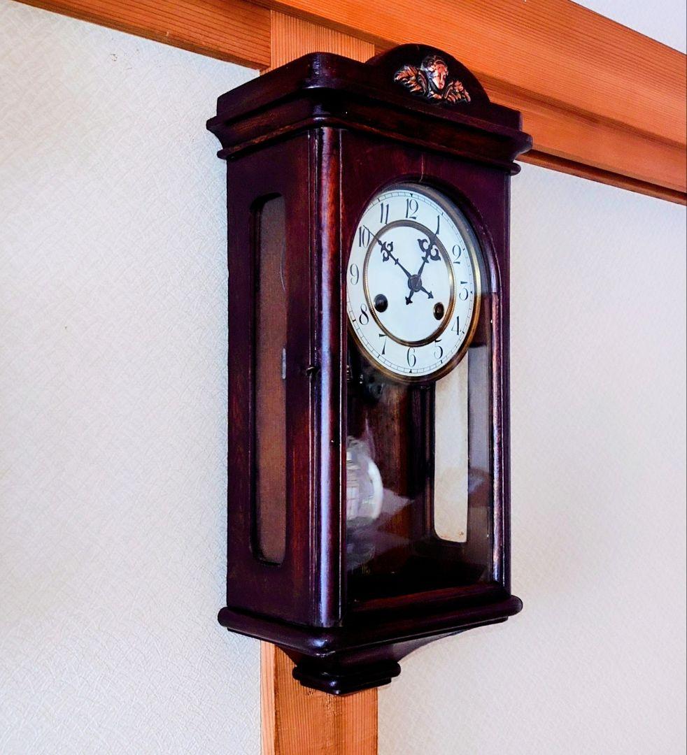 〈完動・美品〉精工舎　琺瑯文字盤スリゲル小角丸座敷ゼンマイ振り子掛け時計