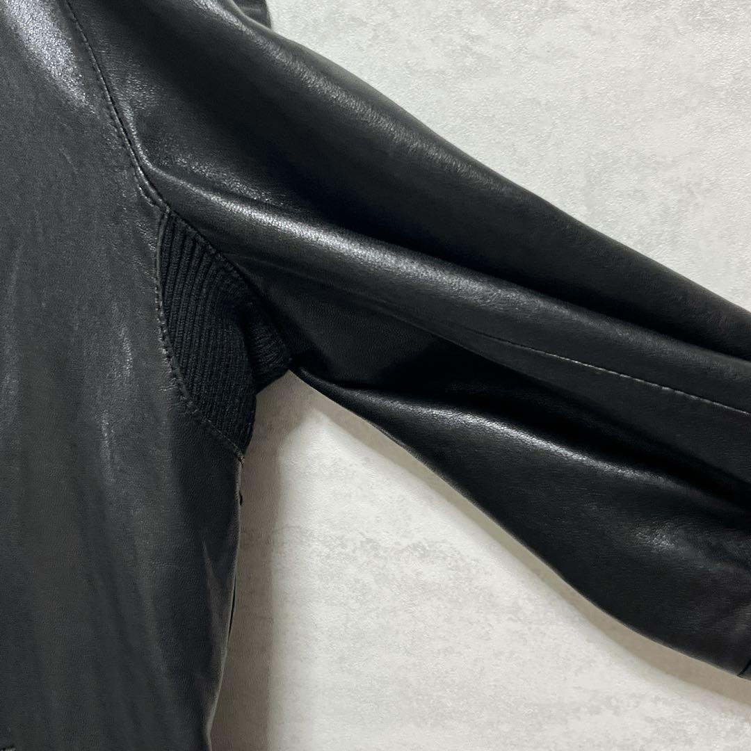 美品『グラム』シングルライダースレザージャケット 羊革 ベルト ダブルジップ 黒