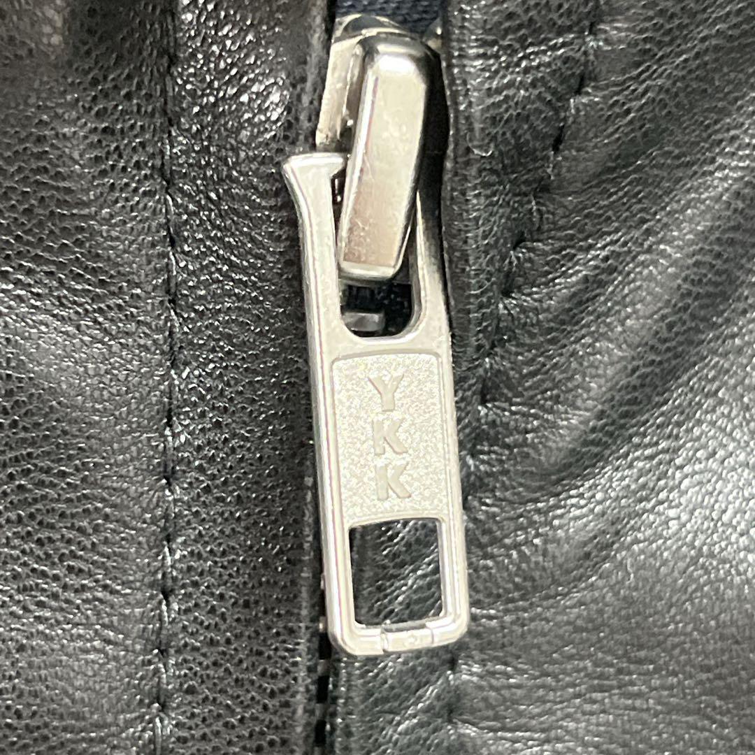 美品『グラム』シングルライダースレザージャケット 羊革 ベルト ダブルジップ 黒