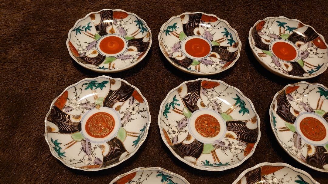 古伊万里　伊万里　色絵　金襴手　豆皿　８客
