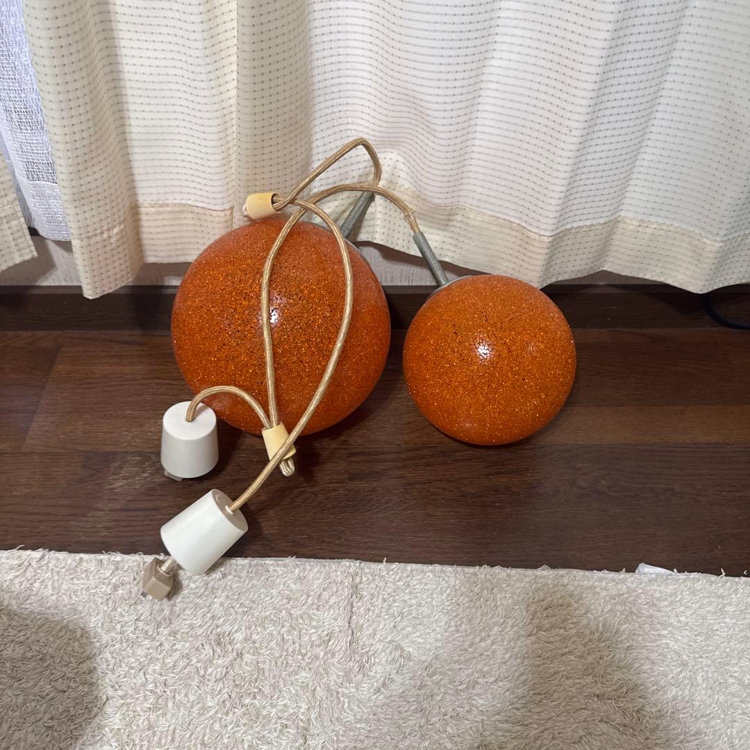 みん 照明 ライト ランプシェード ナショナル 樹脂製 オレンジ 球体×2