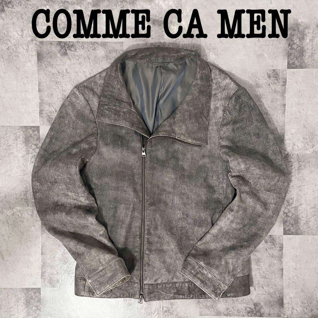COMME CA MEN レザー ブルゾン ジャケット デニム デザイン 羊革