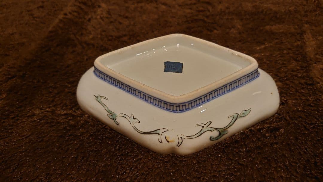 古九谷　九谷焼　菱形皿　蔵出し　鳥の図　１客