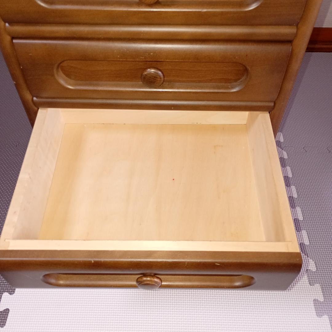 【良品】カリモク 引き出し付き電話台 昭和レトロ 木製 チェスト 引き出し