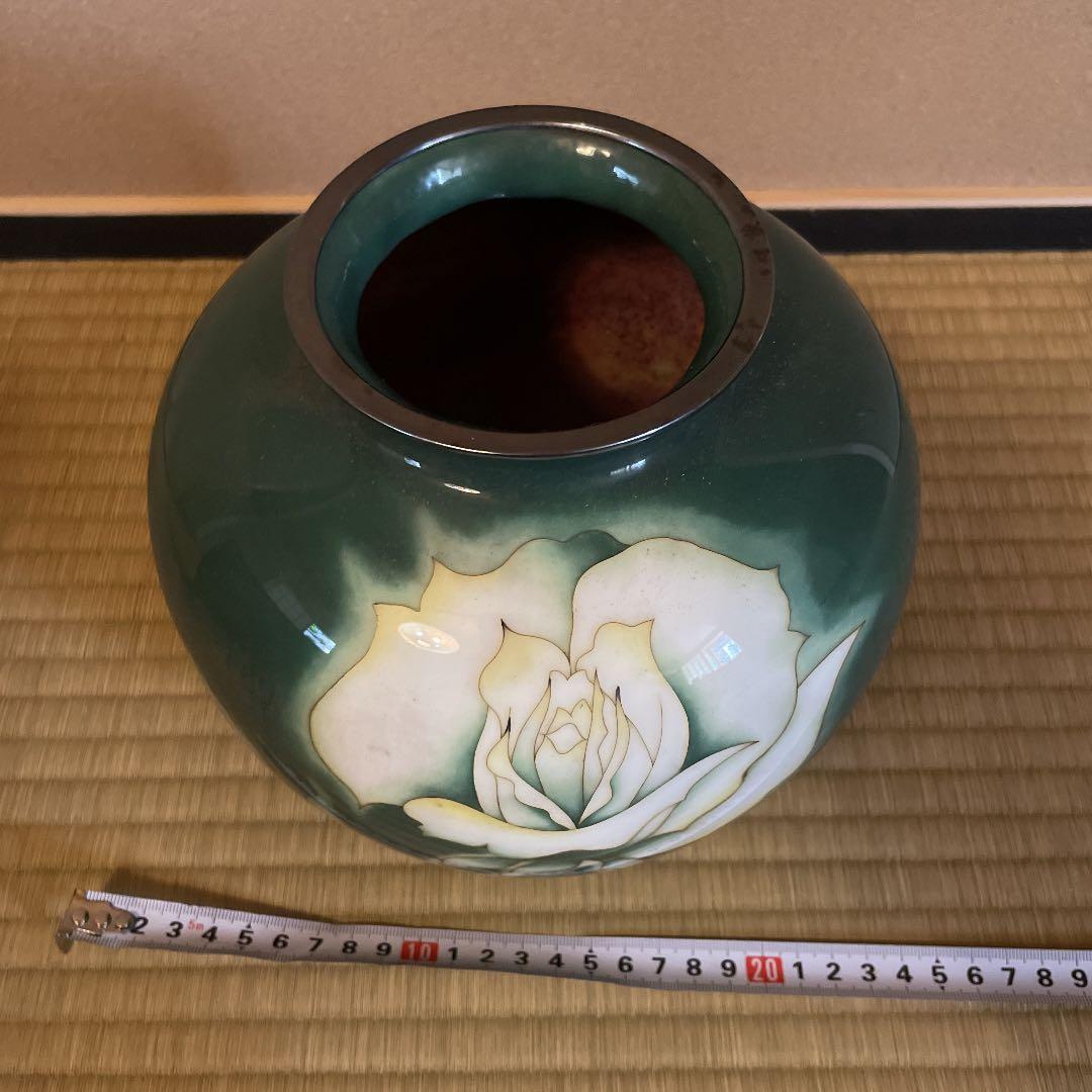 七宝玉釉薔薇文花瓶　安藤七宝店　農林中央金庫創立40周年記念　白木屋