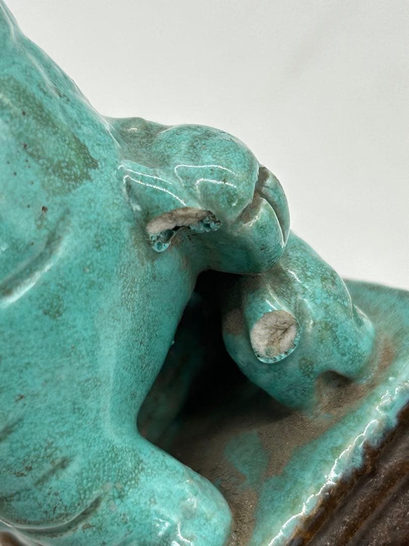 中国　清時代　松石緑釉獅子　アンティーク　送料込み0715