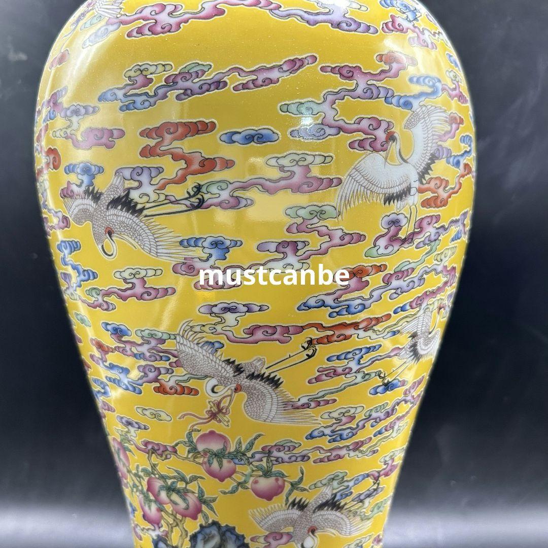 大清雍正粉彩海水鶴魚夜光磁器尾瓶 景徳鎮 陶磁器 装飾品 現代工芸品美術品 置物