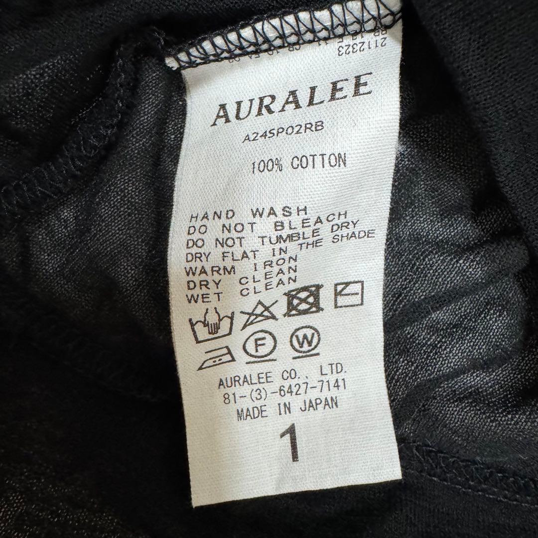 AURALEE オーラリー　ポロシャツ コットン　ブラック　黒　シアー