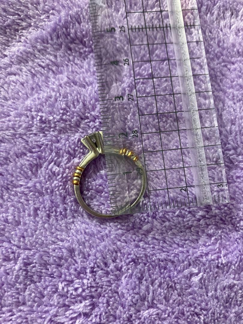 プラチナゴールド 花モチーフダイヤモンドリング 約13号