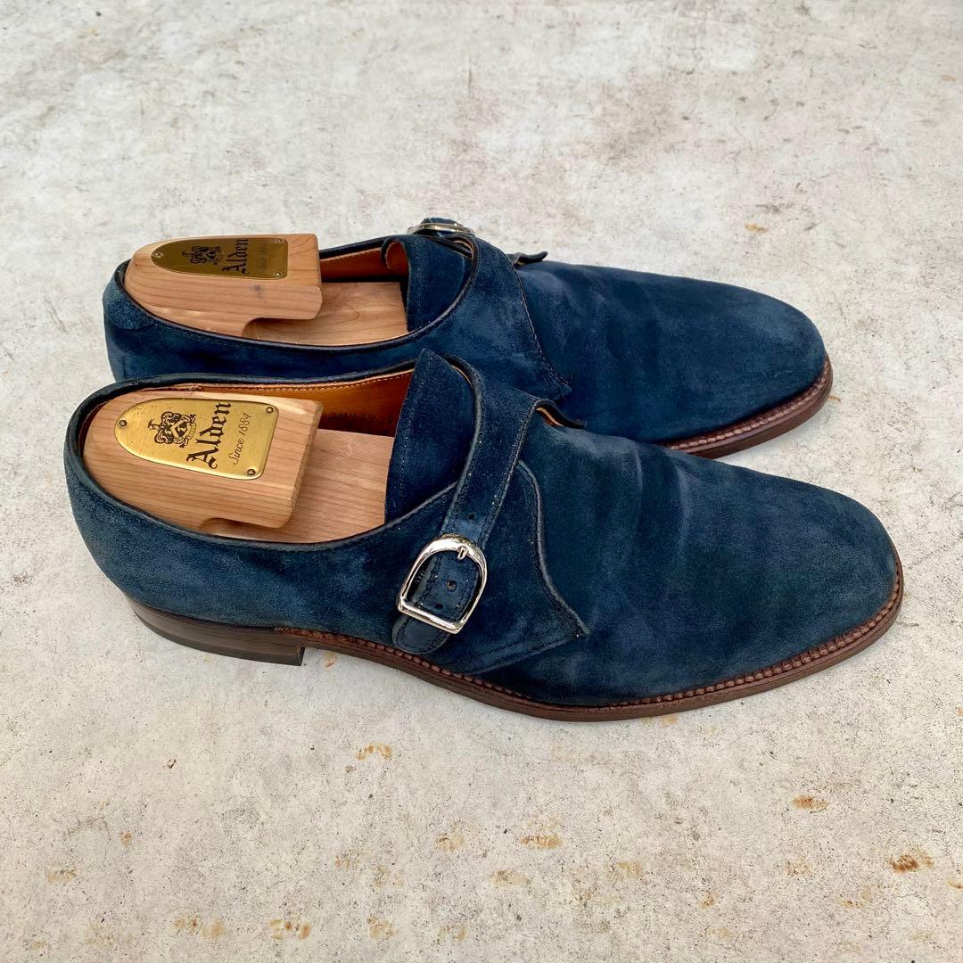 Alden17031F★サイズ9D★スエード★ネイビー★モンクストラップ