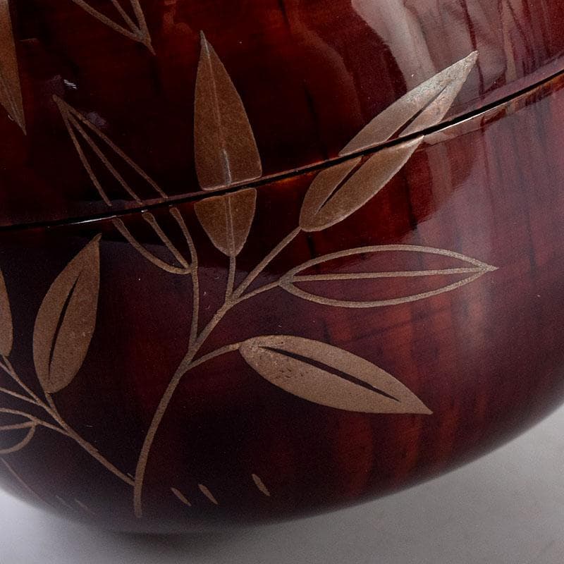 茶道具　山下泰園作　露笹蒔絵　白粉解香合　共箱　V　7732