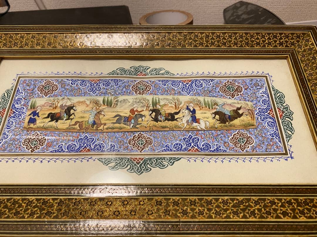 イスタンブール購入 ペルシャ絵画 騎馬戦闘シーン（モザイク画）
