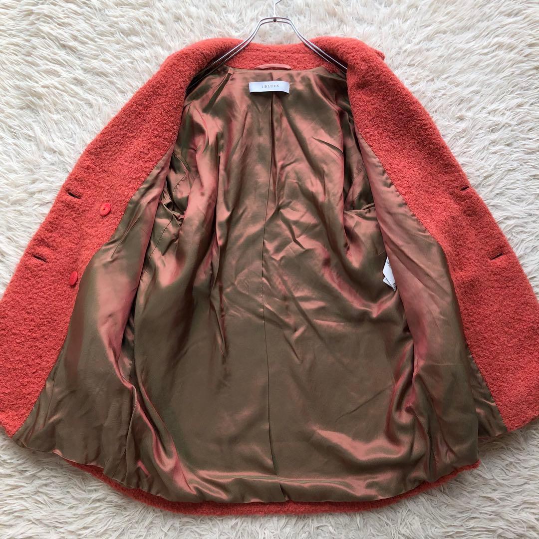 【現行 ルーマニア製】マックスマーラ　ボアコート　オレンジ　大きいサイズ　ウール