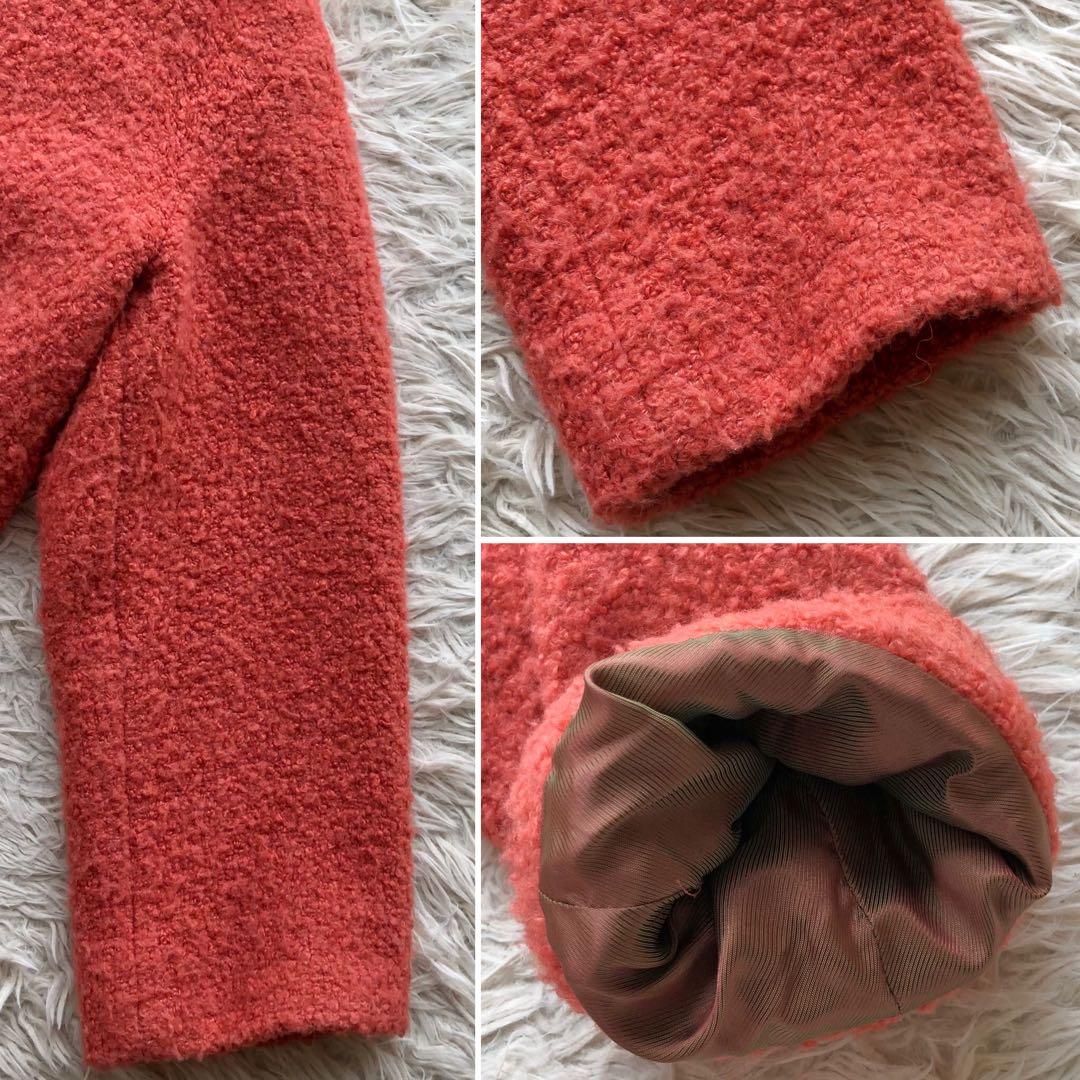 【現行 ルーマニア製】マックスマーラ　ボアコート　オレンジ　大きいサイズ　ウール