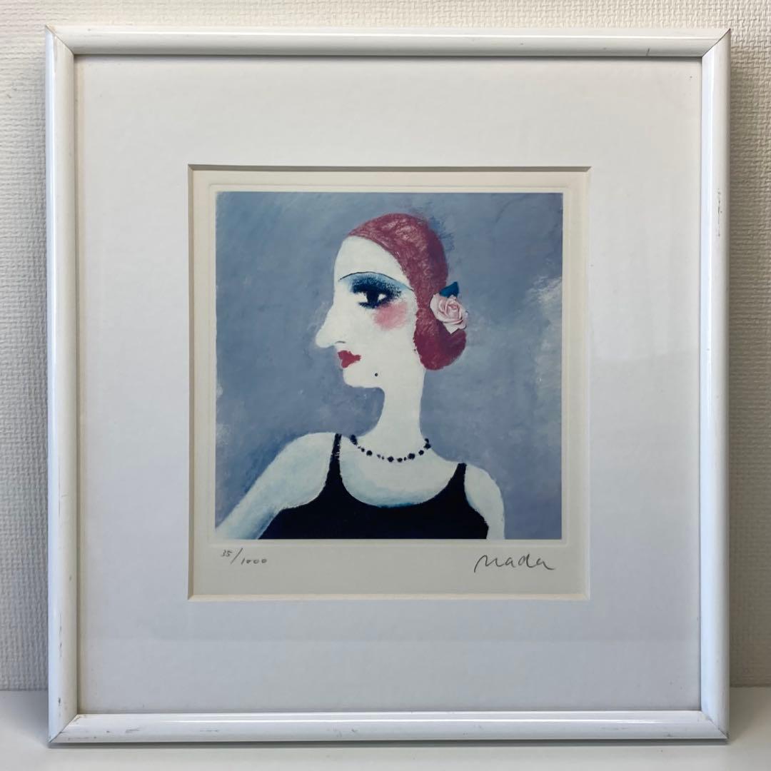 灘本唯人 バラの髪飾り シルクスクリーン リトグラフ 版画