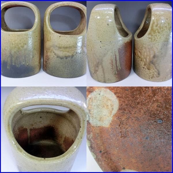 手炉■手あぶり 古い陶器の火鉢 2個 彦爵 備前 手火鉢 小火鉢 火器 骨董品■