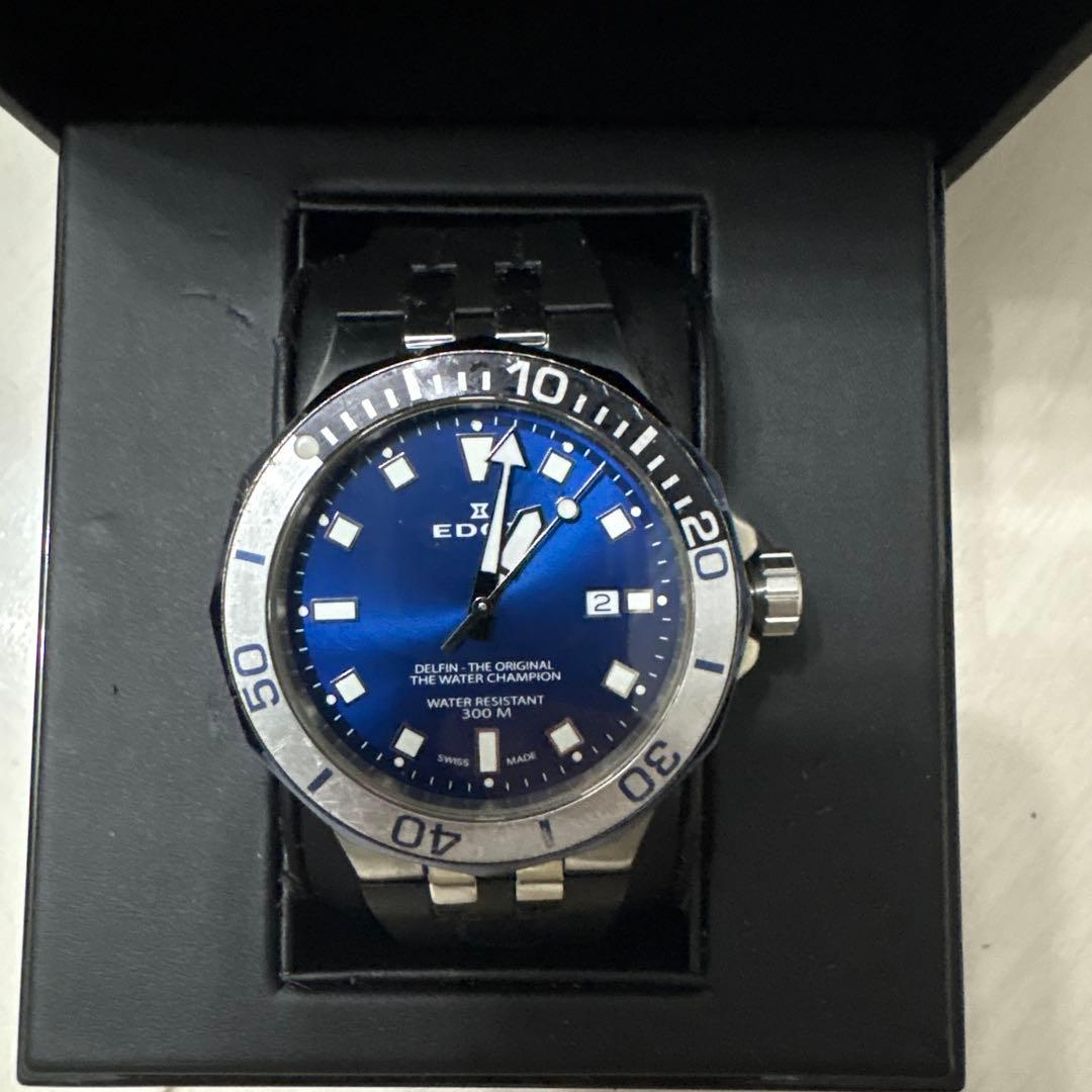 EDOX Delphin 青 ラバーベルト 時計