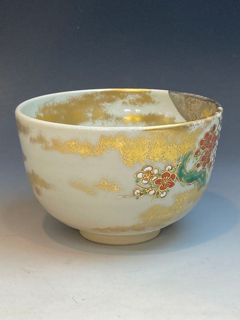 手塚大示 作 月に春草花茶碗 共箱 茶道具